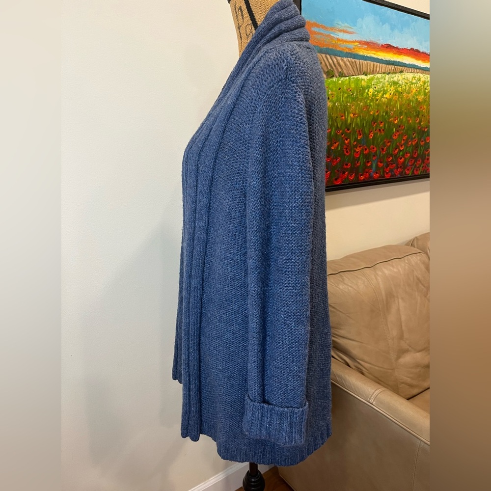 Natural Reflections Wool Blend Knit Cardigan Sweater Open Front Blue Size XL - Picture 5 of 11